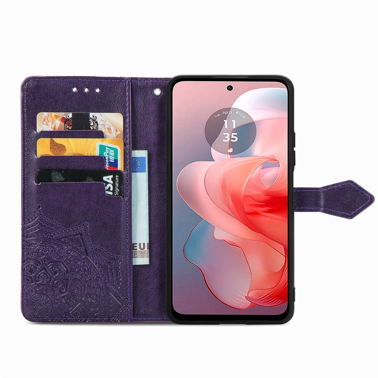 For Motorola Moto G Power 2024 Mandala Flower Embossed Leather Phone Case