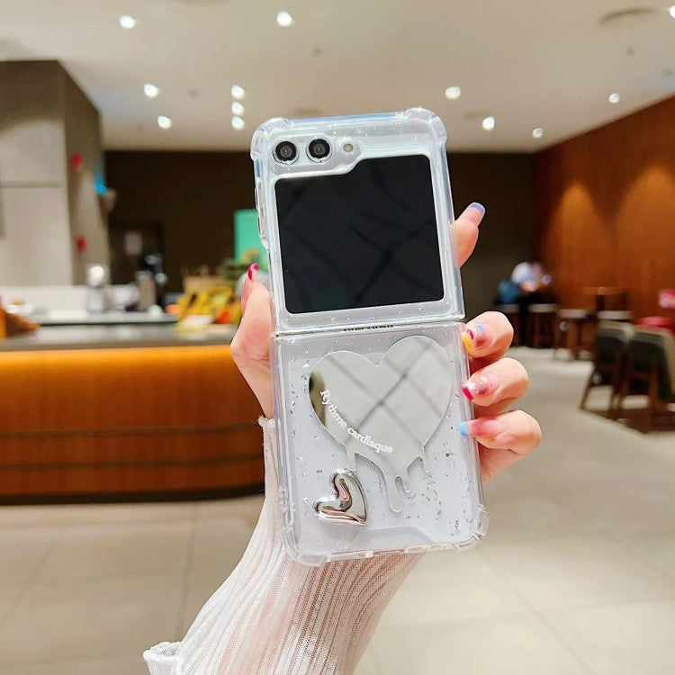 For Samsung Galaxy Z Flip6 / Flip7 FE Electroplated Mirror Love Heart Phone Case