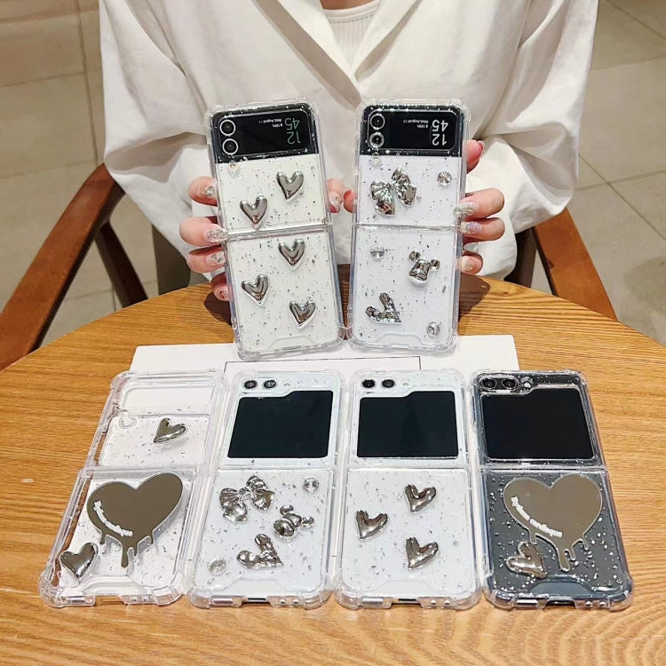 For Samsung Galaxy Z Flip6 / Flip7 FE Electroplated Mirror Love Heart Phone Case