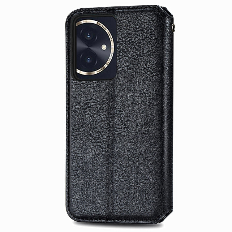 For Honor 100 5G Cubic Grid Pressed Magnetic Leather Phone Case