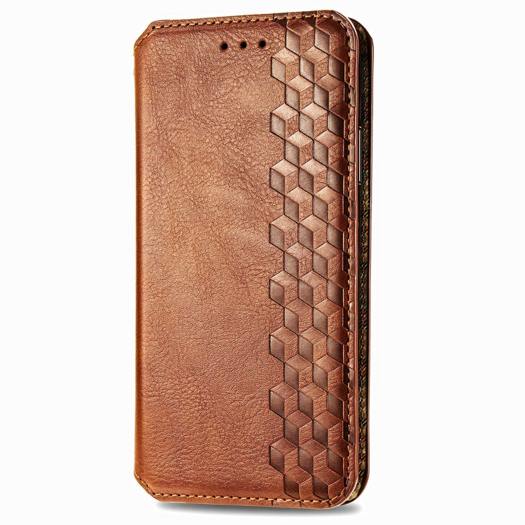 For Honor 100 5G Cubic Grid Pressed Magnetic Leather Phone Case