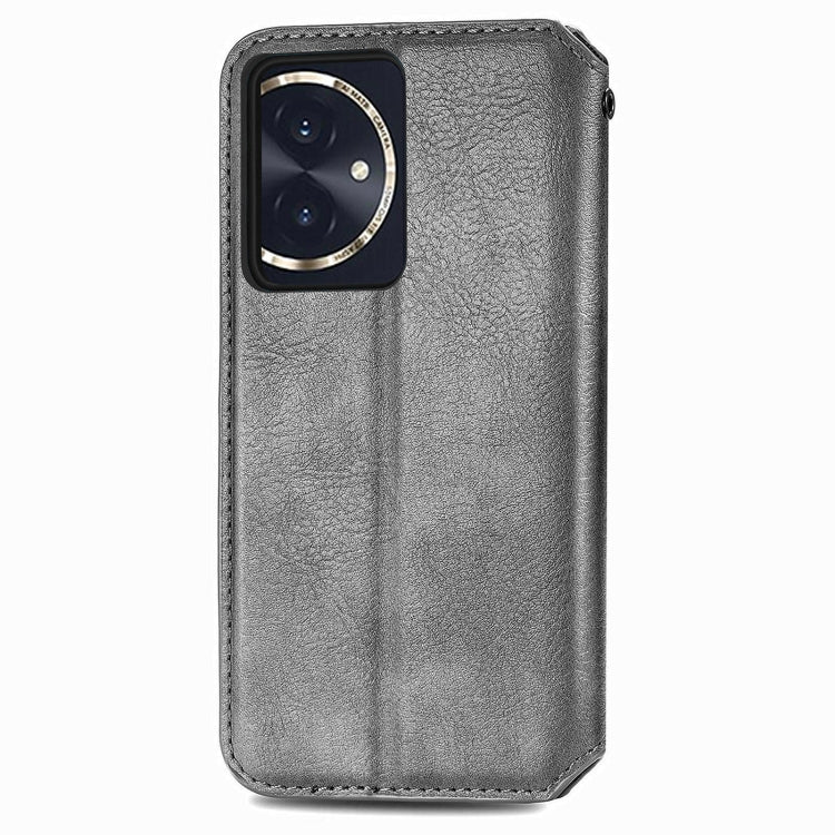 For Honor 100 5G Cubic Grid Pressed Magnetic Leather Phone Case
