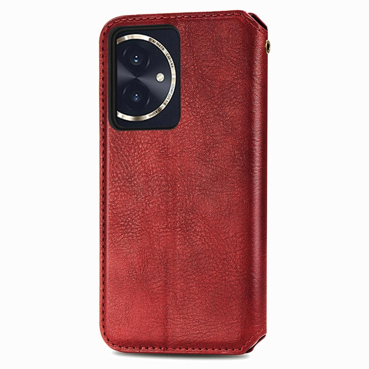 For Honor 100 5G Cubic Grid Pressed Magnetic Leather Phone Case