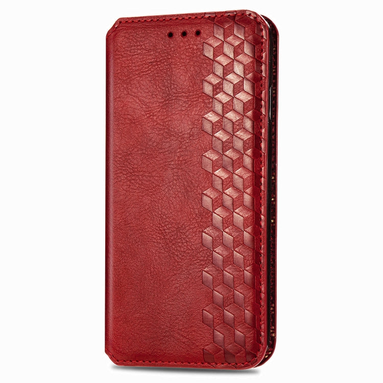 For Honor 100 5G Cubic Grid Pressed Magnetic Leather Phone Case