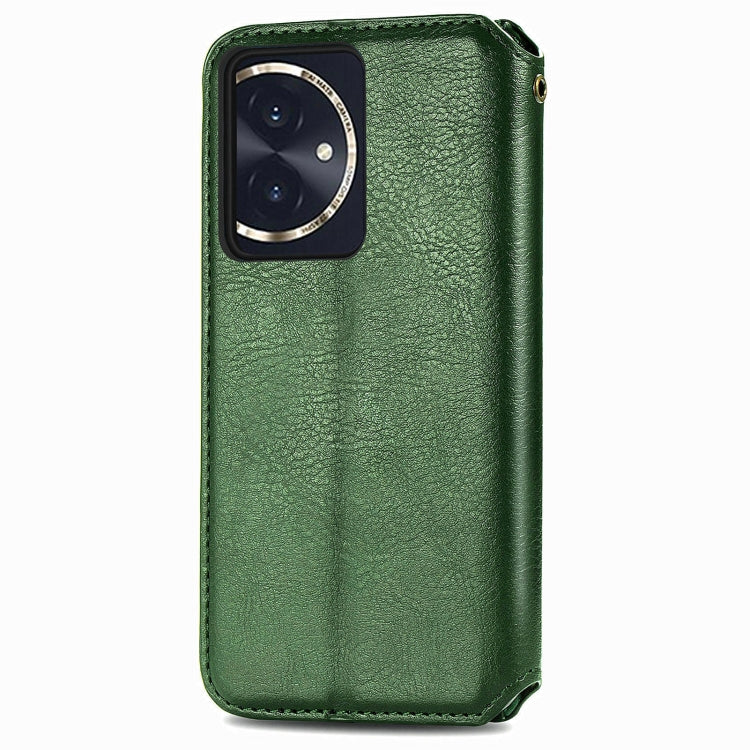 For Honor 100 5G Cubic Grid Pressed Magnetic Leather Phone Case