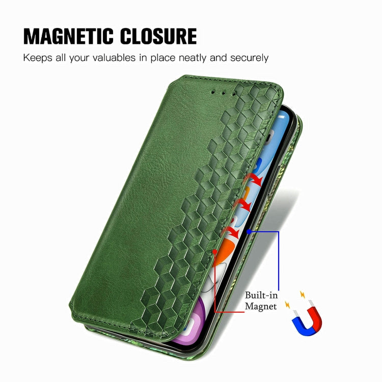 For Honor 100 5G Cubic Grid Pressed Magnetic Leather Phone Case