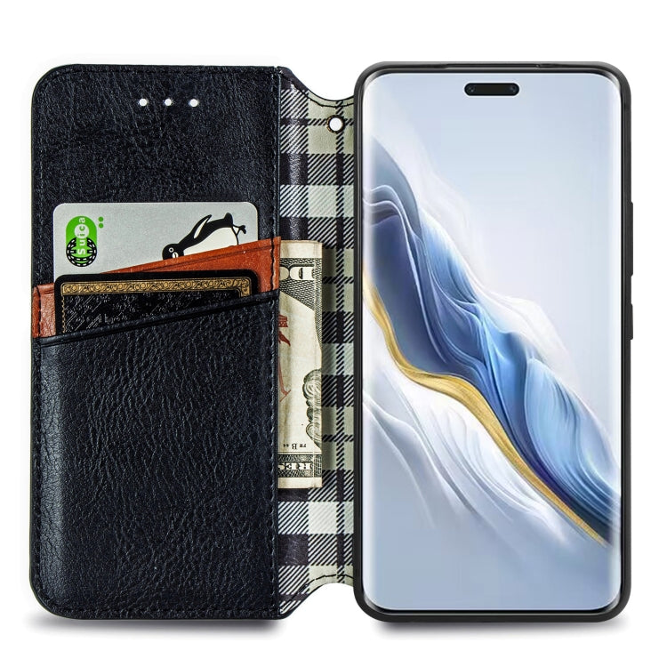 For Honor Magic6 Pro Cubic Grid Pressed Magnetic Leather Phone Case