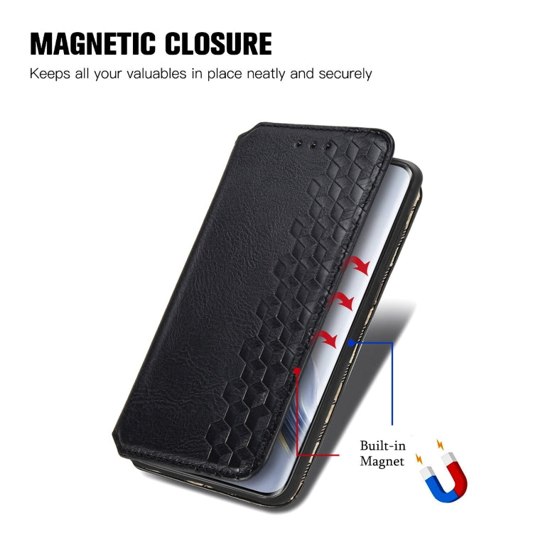 For Honor Magic6 Pro Cubic Grid Pressed Magnetic Leather Phone Case