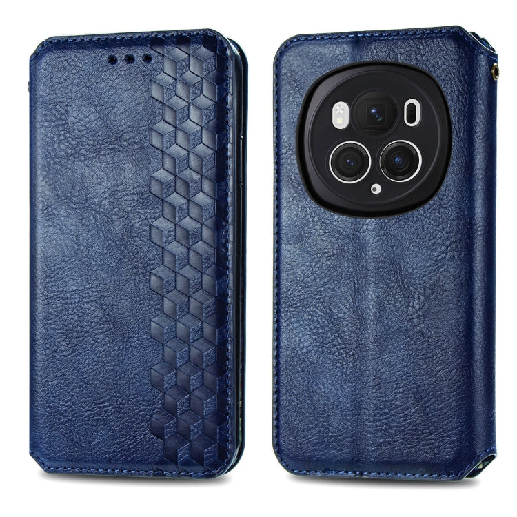 For Honor Magic6 Pro Cubic Grid Pressed Magnetic Leather Phone Case