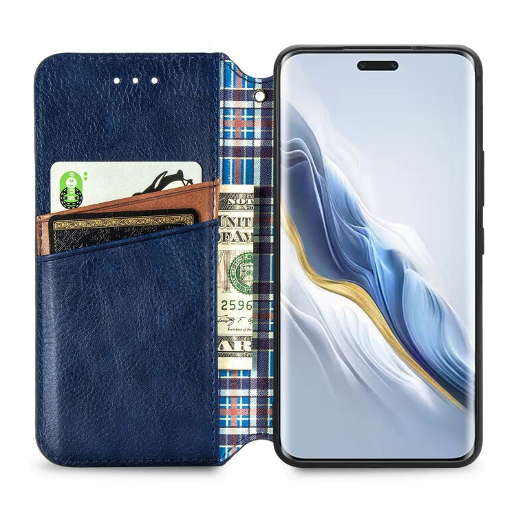For Honor Magic6 Pro Cubic Grid Pressed Magnetic Leather Phone Case