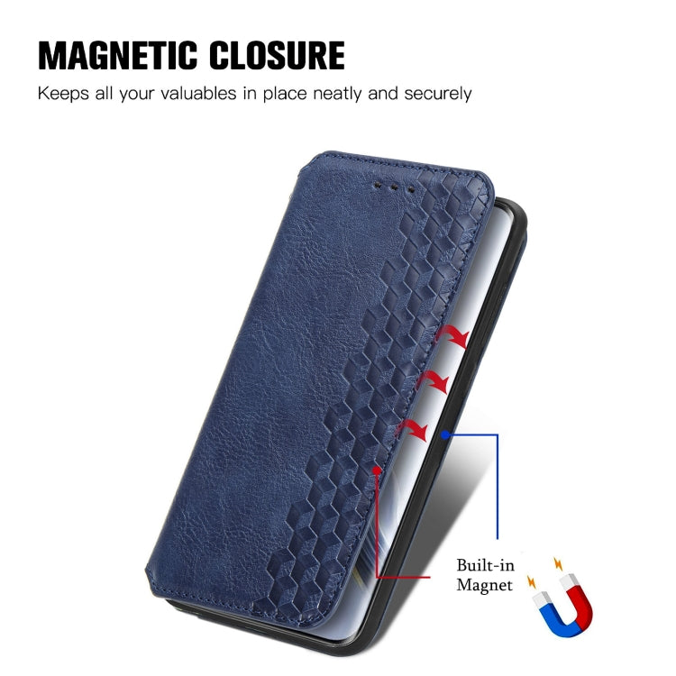 For Honor Magic6 Pro Cubic Grid Pressed Magnetic Leather Phone Case