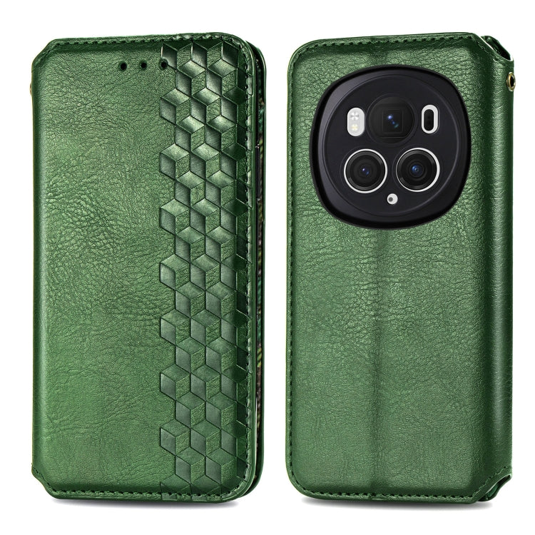 For Honor Magic6 Pro Cubic Grid Pressed Magnetic Leather Phone Case