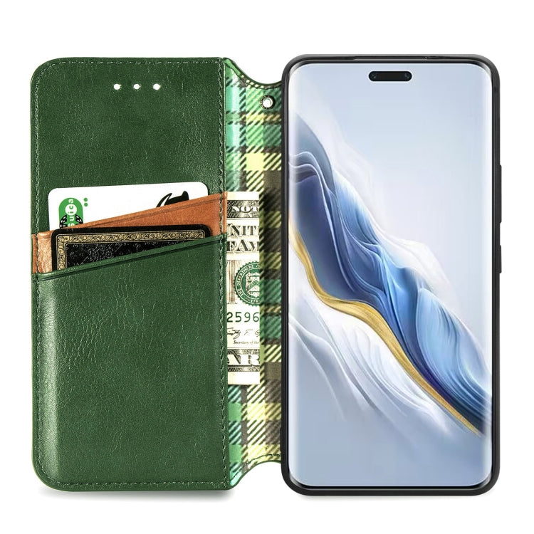 For Honor Magic6 Pro Cubic Grid Pressed Magnetic Leather Phone Case