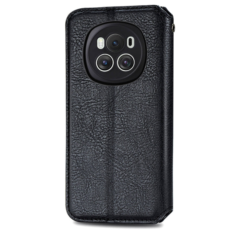 For Honor Magic6 Cubic Grid Pressed Magnetic Leather Phone Case