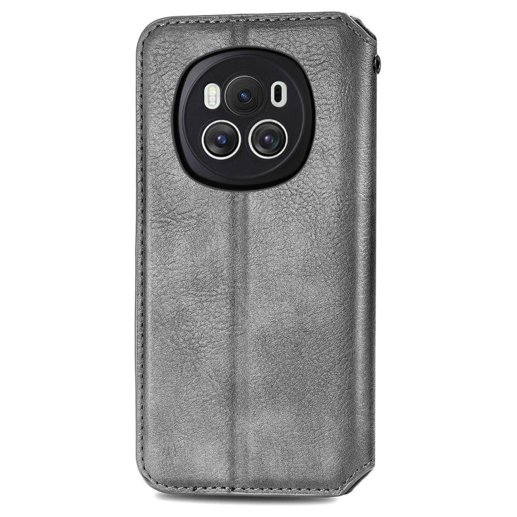 For Honor Magic6 Cubic Grid Pressed Magnetic Leather Phone Case