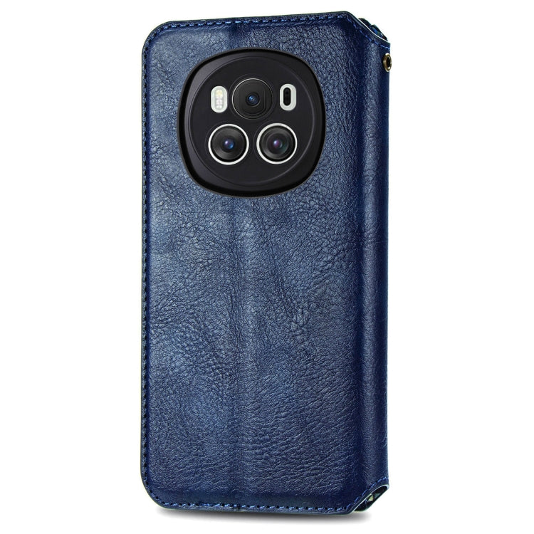 For Honor Magic6 Cubic Grid Pressed Magnetic Leather Phone Case