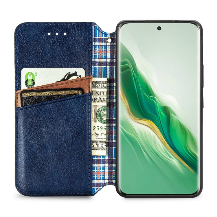 For Honor Magic6 Cubic Grid Pressed Magnetic Leather Phone Case