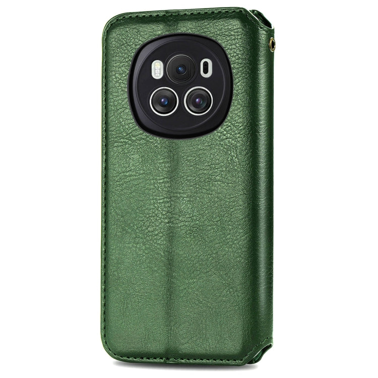 For Honor Magic6 Cubic Grid Pressed Magnetic Leather Phone Case