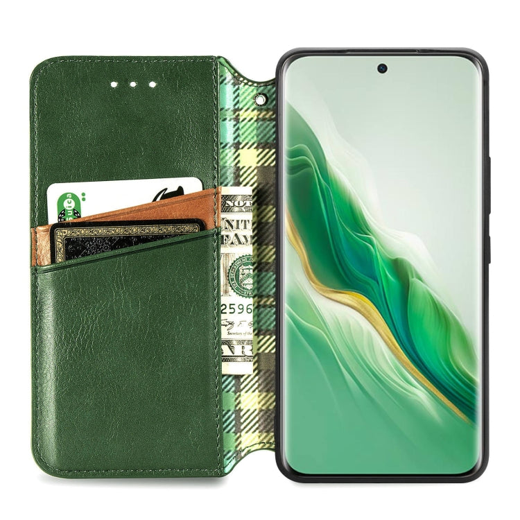 For Honor Magic6 Cubic Grid Pressed Magnetic Leather Phone Case