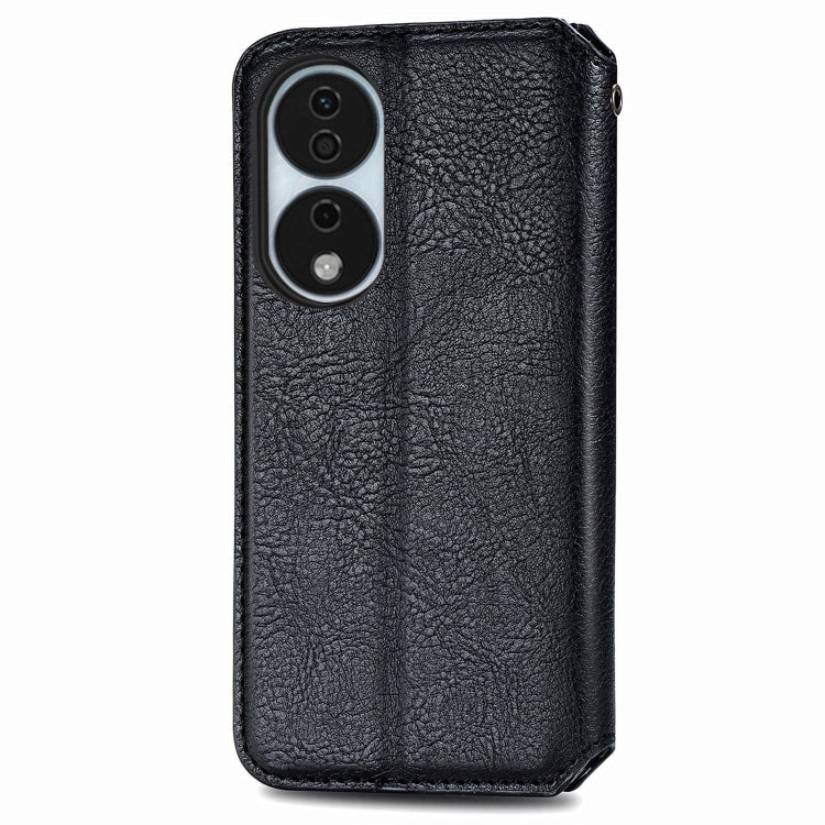 For Honor X7b 4G Cubic Grid Pressed Magnetic Leather Phone Case