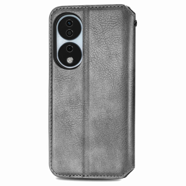 For Honor X7b 4G Cubic Grid Pressed Magnetic Leather Phone Case