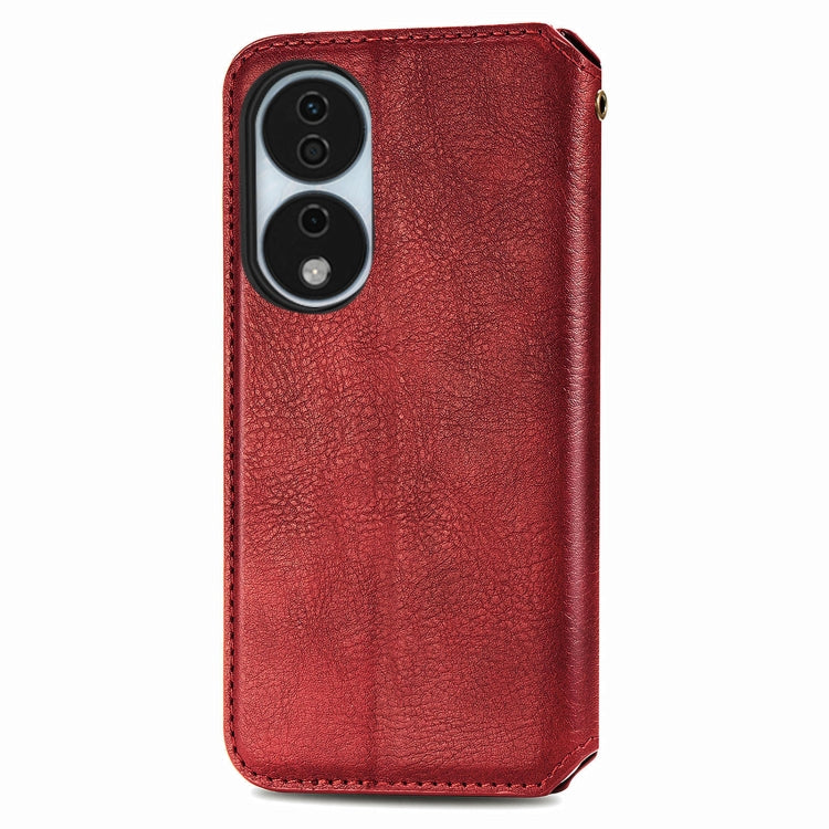For Honor X7b 4G Cubic Grid Pressed Magnetic Leather Phone Case