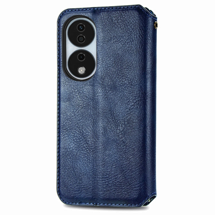 For Honor X7b 4G Cubic Grid Pressed Magnetic Leather Phone Case