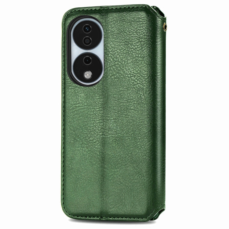 For Honor X7b 4G Cubic Grid Pressed Magnetic Leather Phone Case
