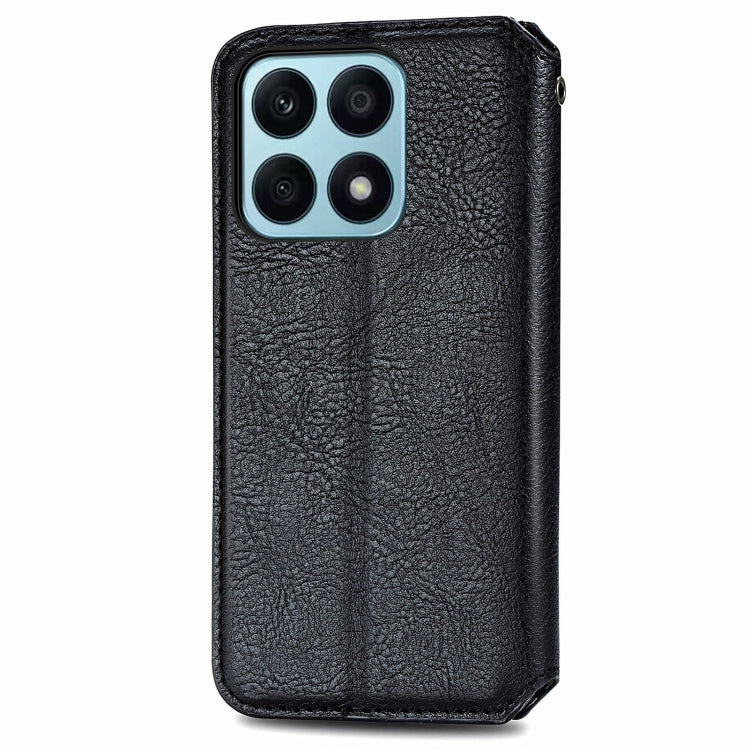 For Honor X8b 4G Cubic Grid Pressed Magnetic Leather Phone Case