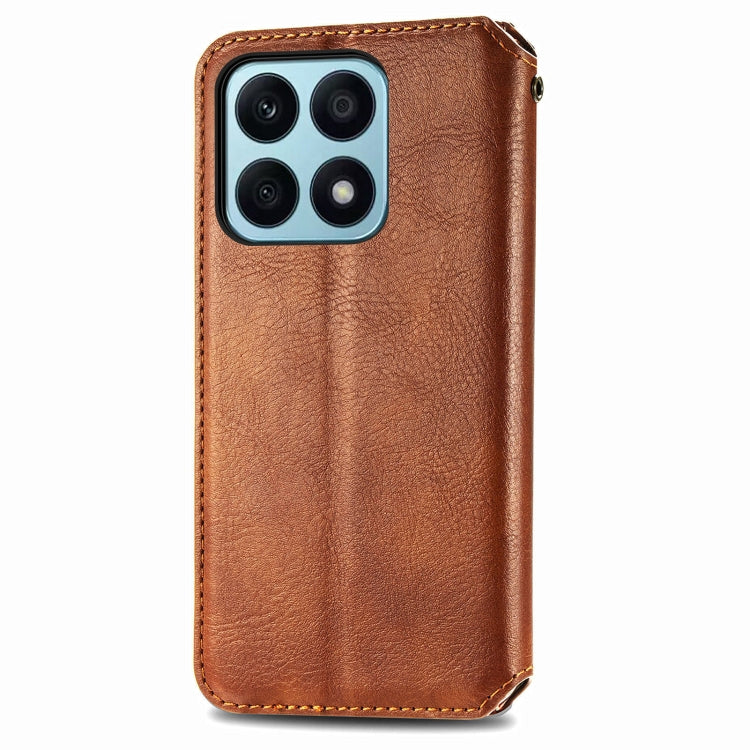 For Honor X8b 4G Cubic Grid Pressed Magnetic Leather Phone Case
