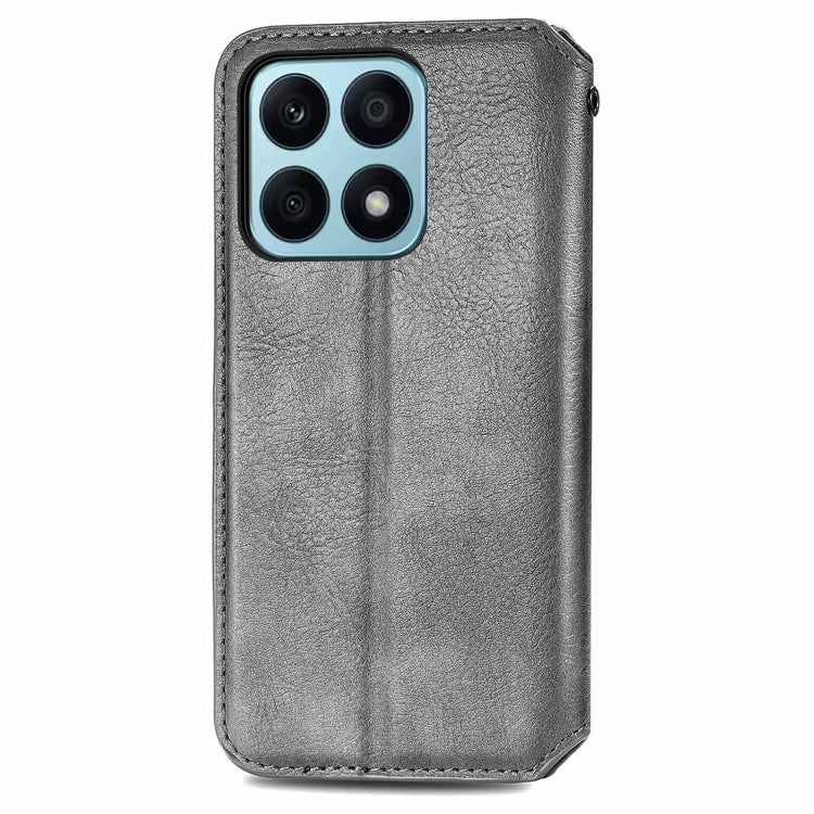 For Honor X8b 4G Cubic Grid Pressed Magnetic Leather Phone Case
