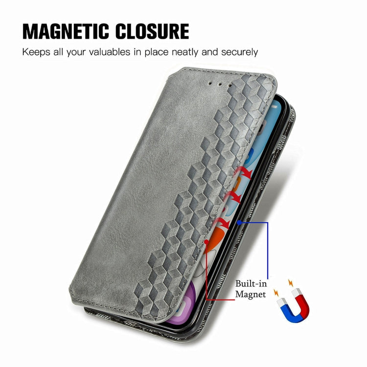 For Honor X8b 4G Cubic Grid Pressed Magnetic Leather Phone Case