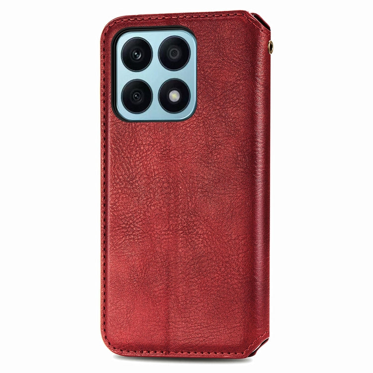 For Honor X8b 4G Cubic Grid Pressed Magnetic Leather Phone Case