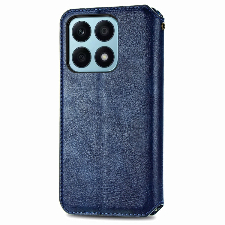 For Honor X8b 4G Cubic Grid Pressed Magnetic Leather Phone Case