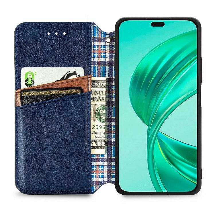 For Honor X8b 4G Cubic Grid Pressed Magnetic Leather Phone Case