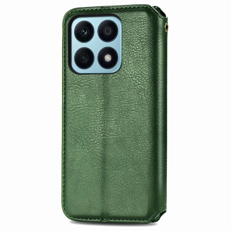 For Honor X8b 4G Cubic Grid Pressed Magnetic Leather Phone Case