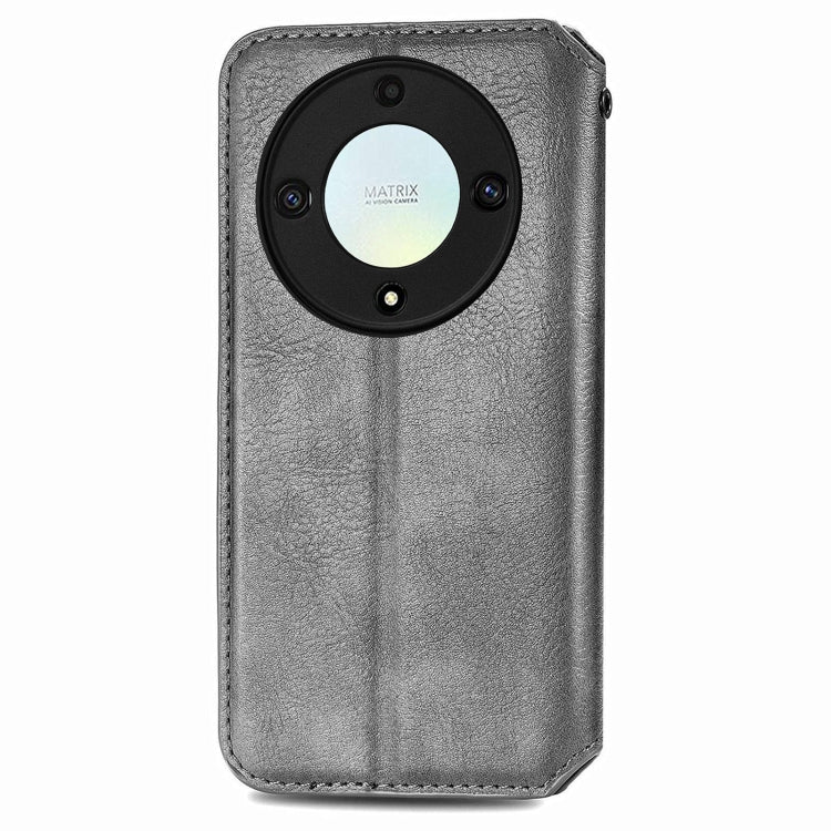 For Honor X9a Cubic Grid Pressed Magnetic Leather Phone Case