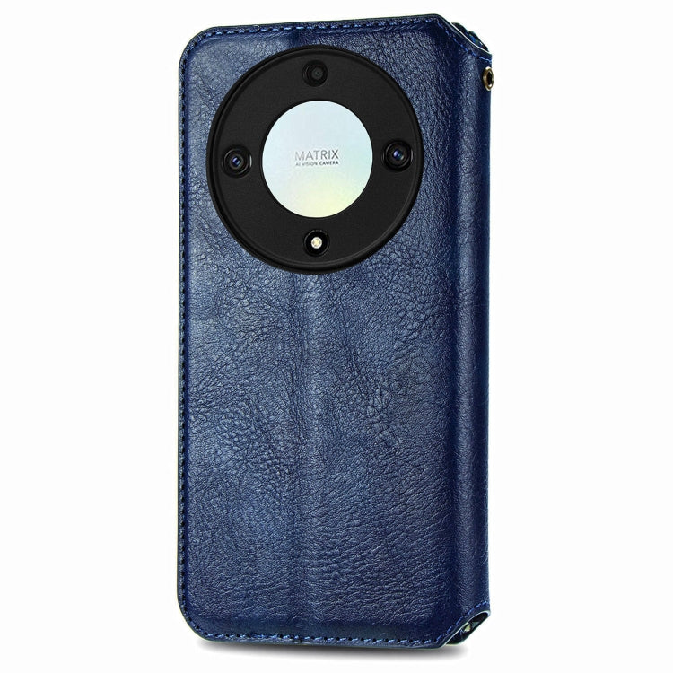 For Honor X9a Cubic Grid Pressed Magnetic Leather Phone Case
