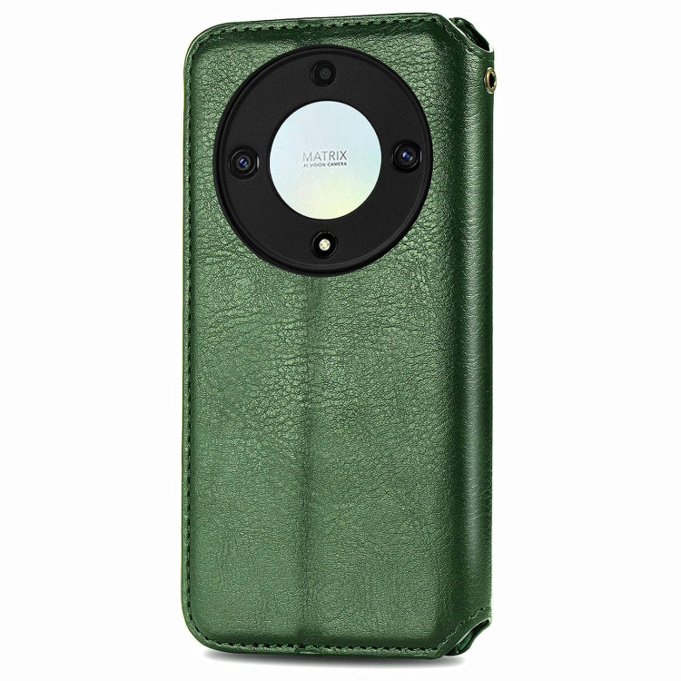 For Honor X9a Cubic Grid Pressed Magnetic Leather Phone Case