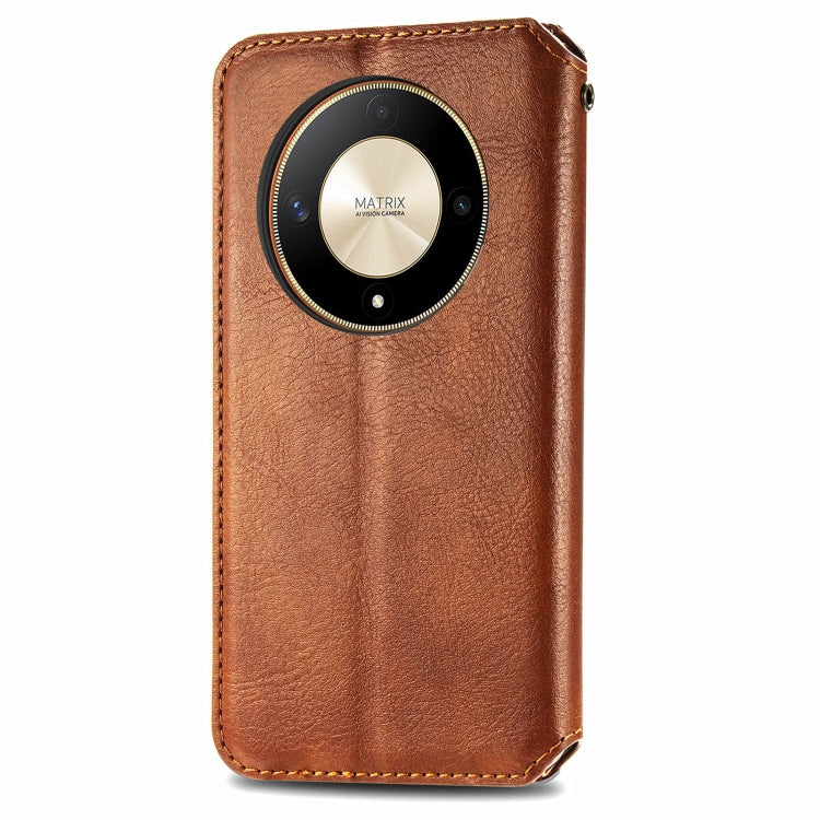 For Honor X9b 4G Cubic Grid Pressed Magnetic Leather Phone Case