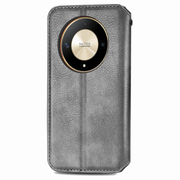 For Honor X9b 4G Cubic Grid Pressed Magnetic Leather Phone Case