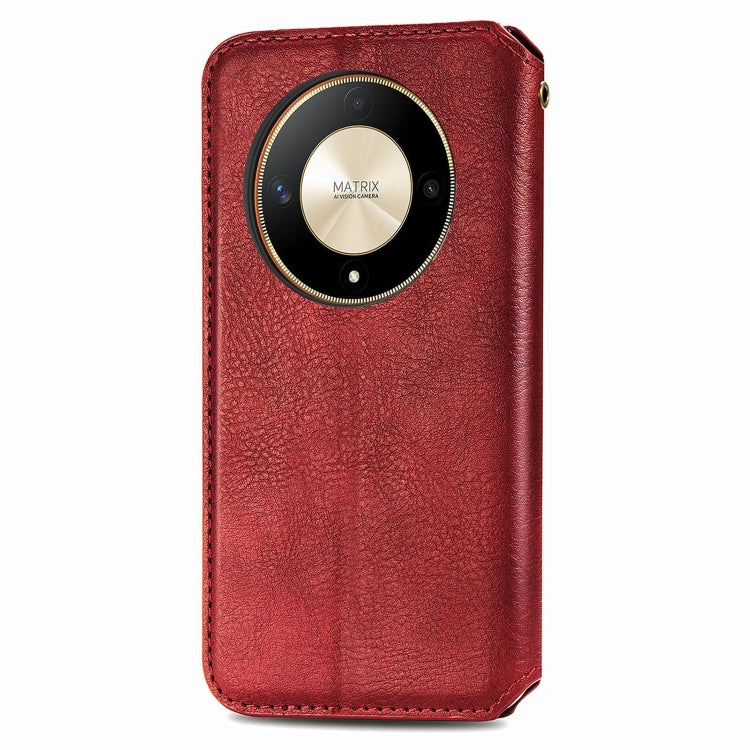For Honor X9b 4G Cubic Grid Pressed Magnetic Leather Phone Case