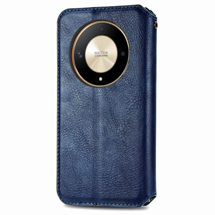 For Honor X9b 4G Cubic Grid Pressed Magnetic Leather Phone Case