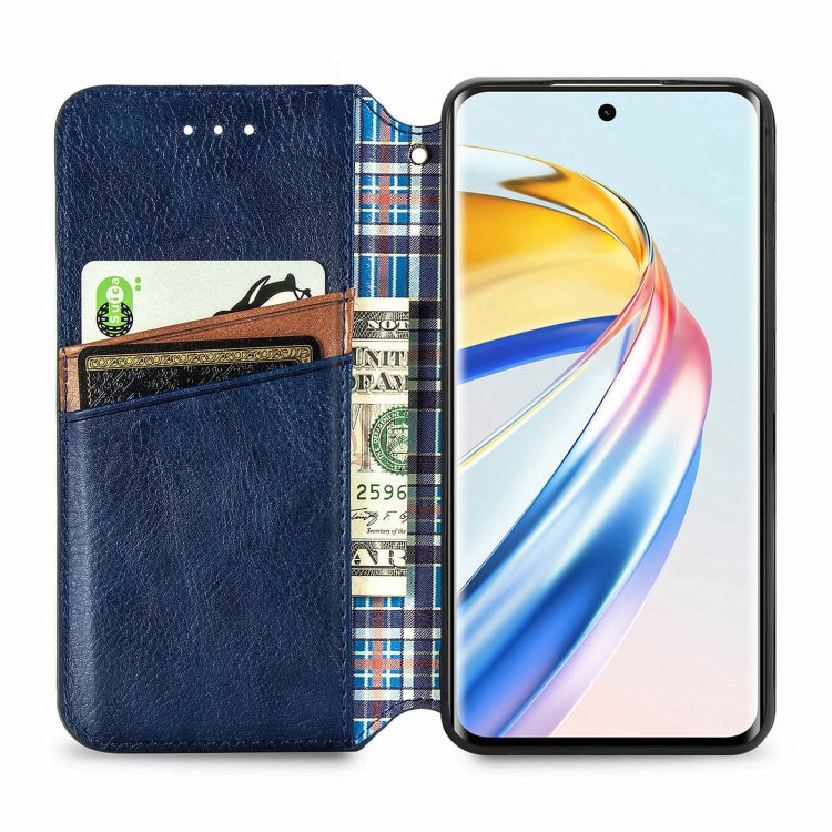 For Honor X9b 4G Cubic Grid Pressed Magnetic Leather Phone Case