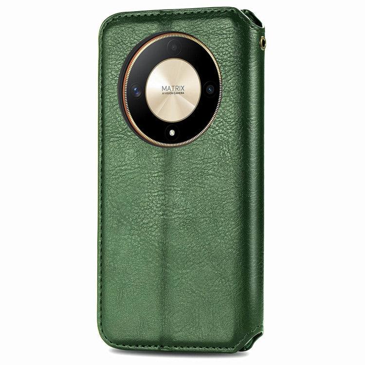 For Honor X9b 4G Cubic Grid Pressed Magnetic Leather Phone Case