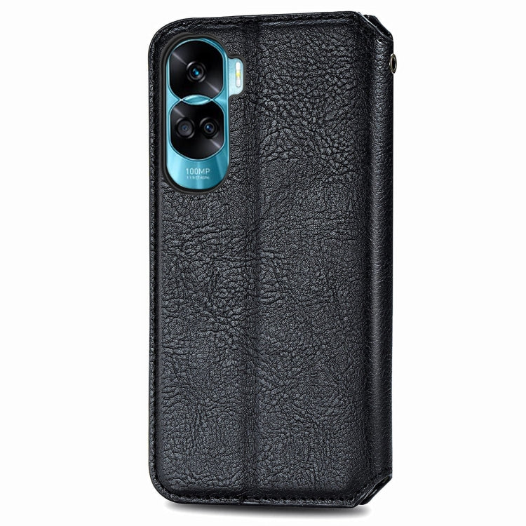 For Honor X50i Cubic Grid Pressed Magnetic Leather Phone Case