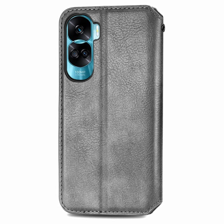 For Honor X50i Cubic Grid Pressed Magnetic Leather Phone Case
