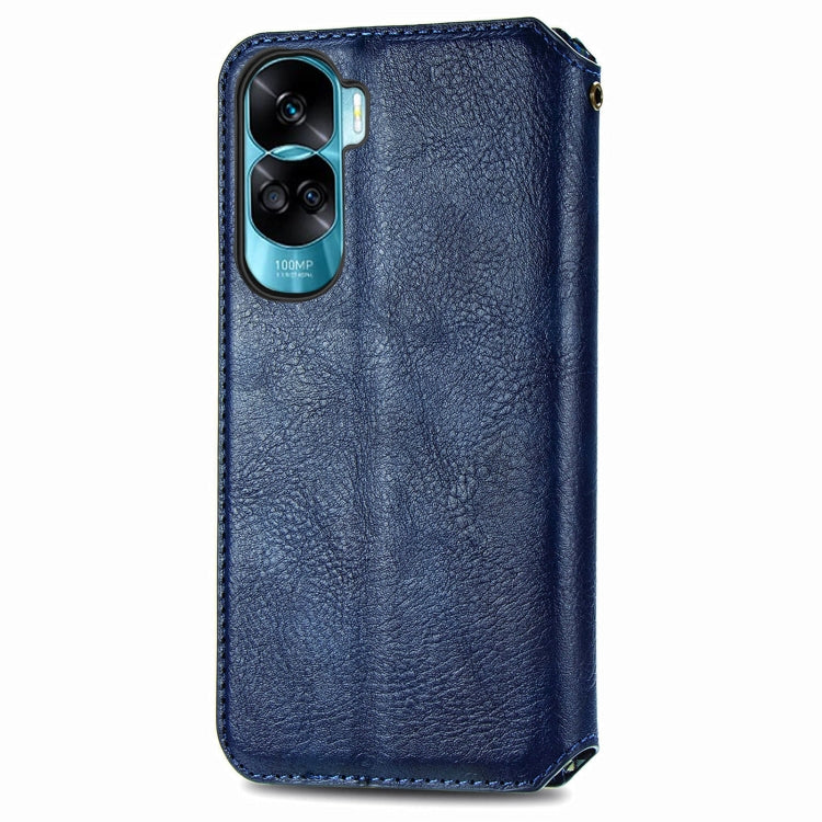 For Honor X50i Cubic Grid Pressed Magnetic Leather Phone Case