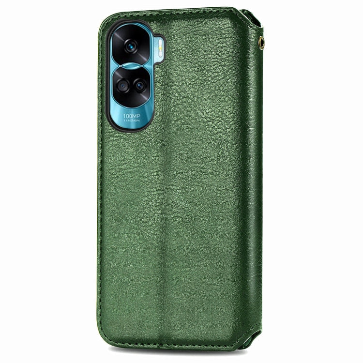 For Honor X50i Cubic Grid Pressed Magnetic Leather Phone Case