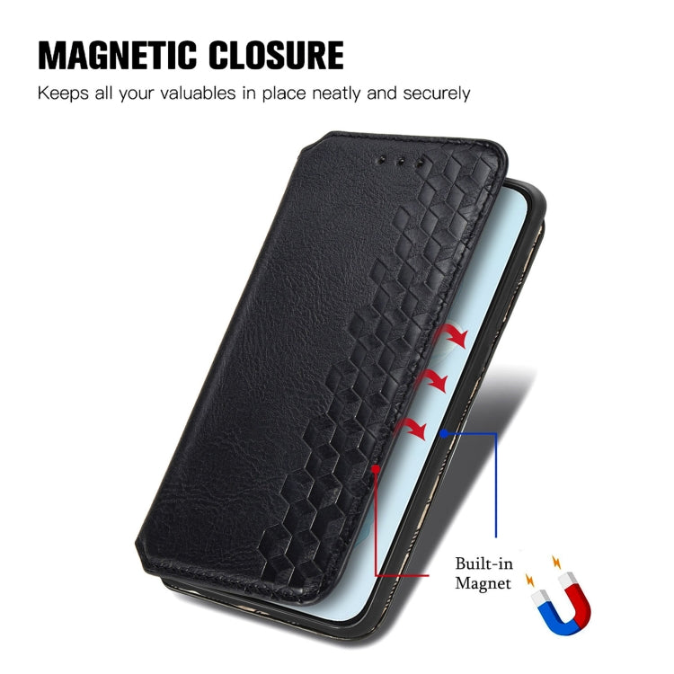 For Honor 200 Lite Global Cubic Grid Pressed Magnetic Leather Phone Case